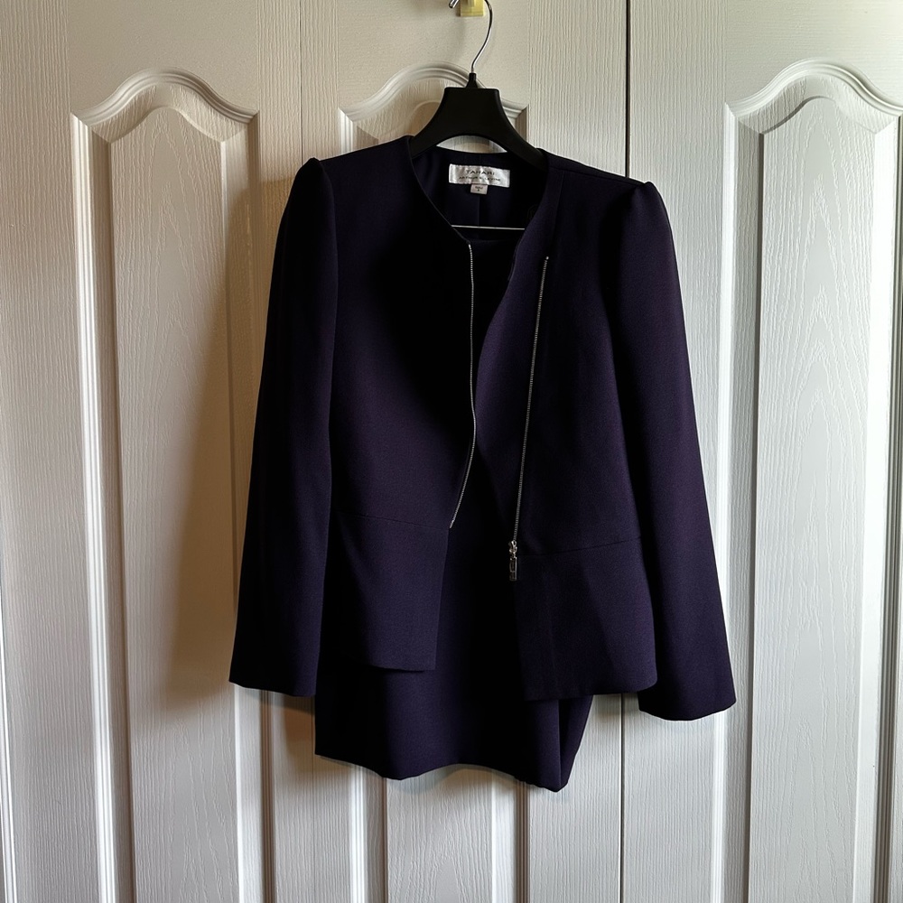 NWOT deep purple Tahari skirt suit.